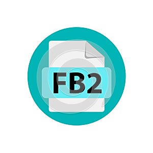 Vector  blue icon FB2. File format extensions icon.