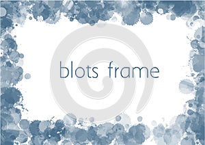 Vector blue ink blotch frame