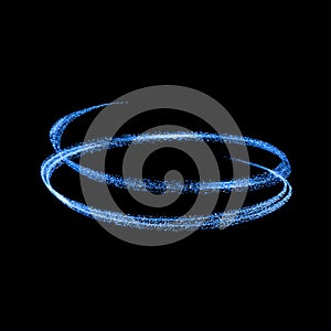 Vector blue light trail circle. neon glowing fire ring trace. Glitter magic sparkle swirl effect on transpare