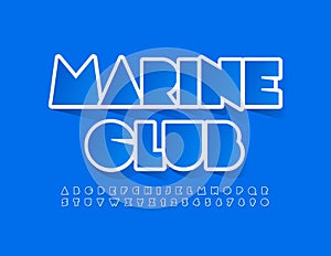 Vector blue logo Marine Club. Sticker Style Alphabet