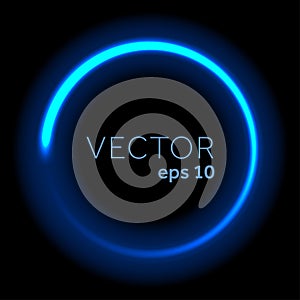 Vector blue neon glittering circle.