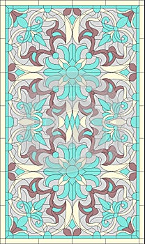 vector  blue pattern template for stained glass