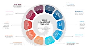 Vector blue and red icon elements in circle multipurpose Infographic template