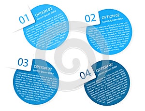 Vector blue rounded paper option labels