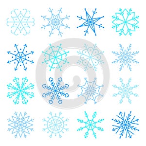 Vector blue snowflake icon set. Collection Snowflakes icons