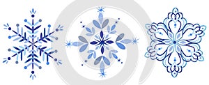 Vector blue snowflakes collection or set