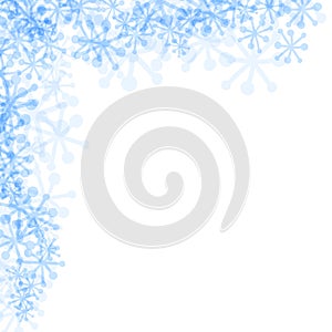 Vector blue Snowflakes in the corner on a white background.