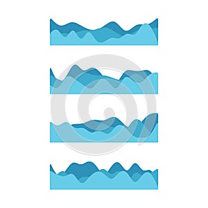 Vector blue wave icons set on white background. Water waves. eps 10