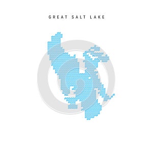 Vector Blue Wave Pattern Map of Great Salt Lake. Wavy Line Pattern Silhouette of Great Salt Lake