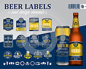 Vector beer labels, badges, icons and design elements