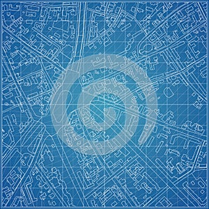 Vector blueprint with city topography