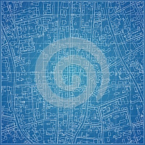 Vector blueprint with city topography