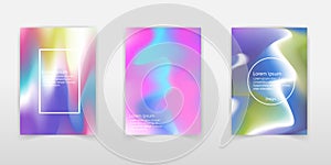 Vector blurred holographic backgrounds set. Chrome holographic t