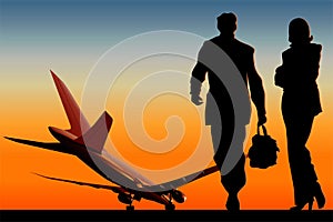 Vector Boeing-787 at runway