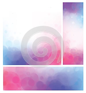 Vector bokeh backgrounds, pink and blue.