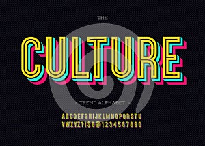 Vector bold culture font trendy typography color style photo