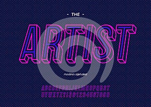 Vector bold neon artist font trendy typography color style