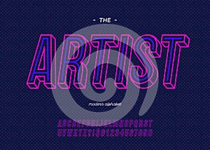 Vector bold neon artist font trendy typography color style photo