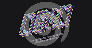 Vector bold neon font modern style