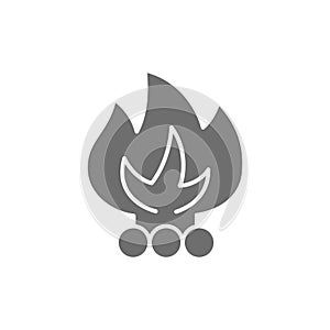 Vector bonfire, waste incineration, garbage grey icon.