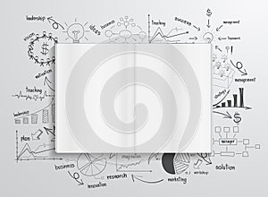 Vector book with drawing charts and graphs