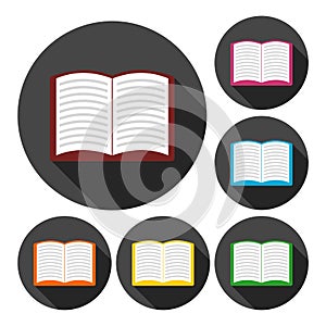 Vector Book Icons with long shadow set
