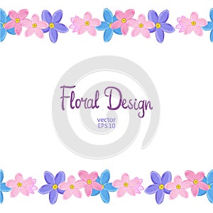 Vector border with forget-me-not flowers