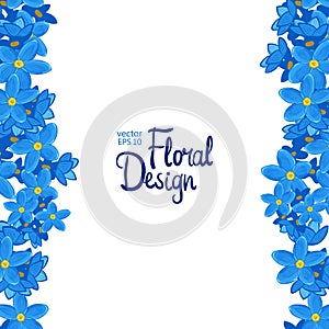 Vector border with forget-me-not flowers