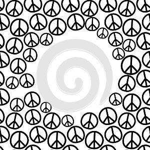 Vector border, frame with international symbol of pacifism, disarmament, world peace photo