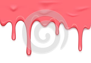 Vector Border with Pink Slime Dripping Down. Dribble Slime Illustration photo