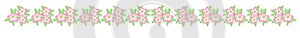 Vector Border of spring flowers. Pink and white spring flowers with green leaves. Spring separator with flowers for the design of