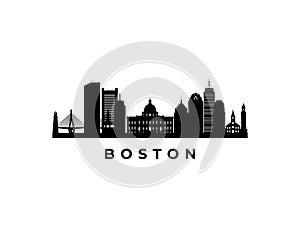Vector Boston skyline. Travel Boston famous landmarks.