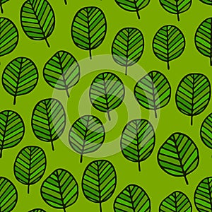 Vector botanical seamless pattern with hand drawn leaves