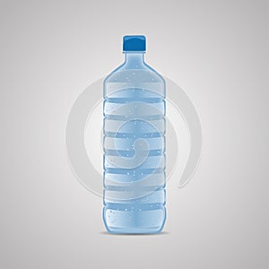 Vector bottle with clean blue water. Vector illustration
