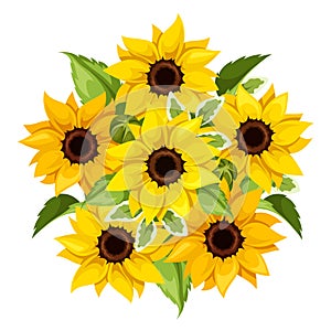 Vector bouquet of sunflowers. Vector illustration.