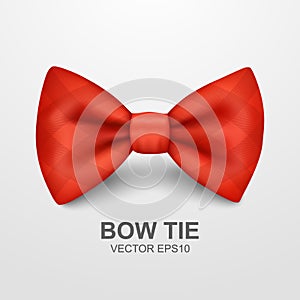 Vector Bow Tie for Father's Day Design. 3d Realistic Silk Red Checkered Bow Tie. Glossy Bowtie, Tie Gentleman