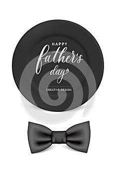 Vector bow tie icon in black stripes, highlighted on a white background with the inscription, father's Day. Hipster