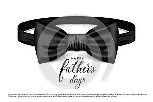 Vector bow tie icon in black stripes, highlighted on a white background with the inscription, father's Day. Hipster