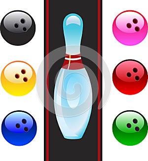 Vector bowling balls and bowling pin.