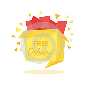 Vector box with free shipping icon