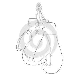 Vector boxing gloves. White background. Children Coloring Book Pages