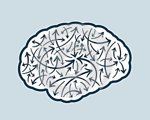 Vector of a brain with arrows