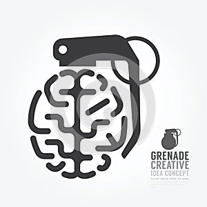 Vector brain distortion from grenade concept engine of idea.