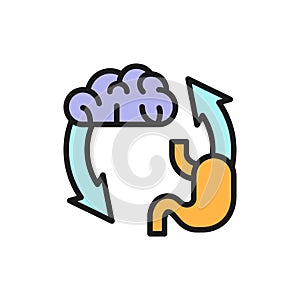 Vector brain exchange stomach, addiction flat color line icon.