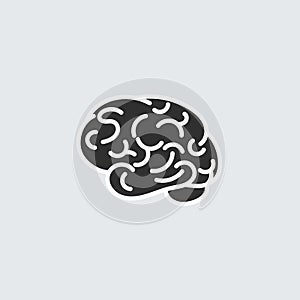 Vector Brain Icon, Minimal Illustration, Human Brain Isolated.