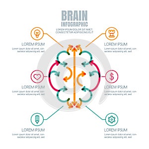 Vector brain infographics design and icons set.