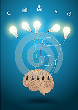 Vector brain with light bulb idea concept