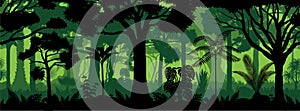 Vector brazil jungle horizontal seamless tropical rainforest Jungle forest background