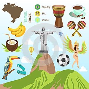 Vector Brazil and Rio symbols.