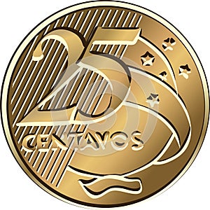 vector Brazilian centavo coin twenty-five photo